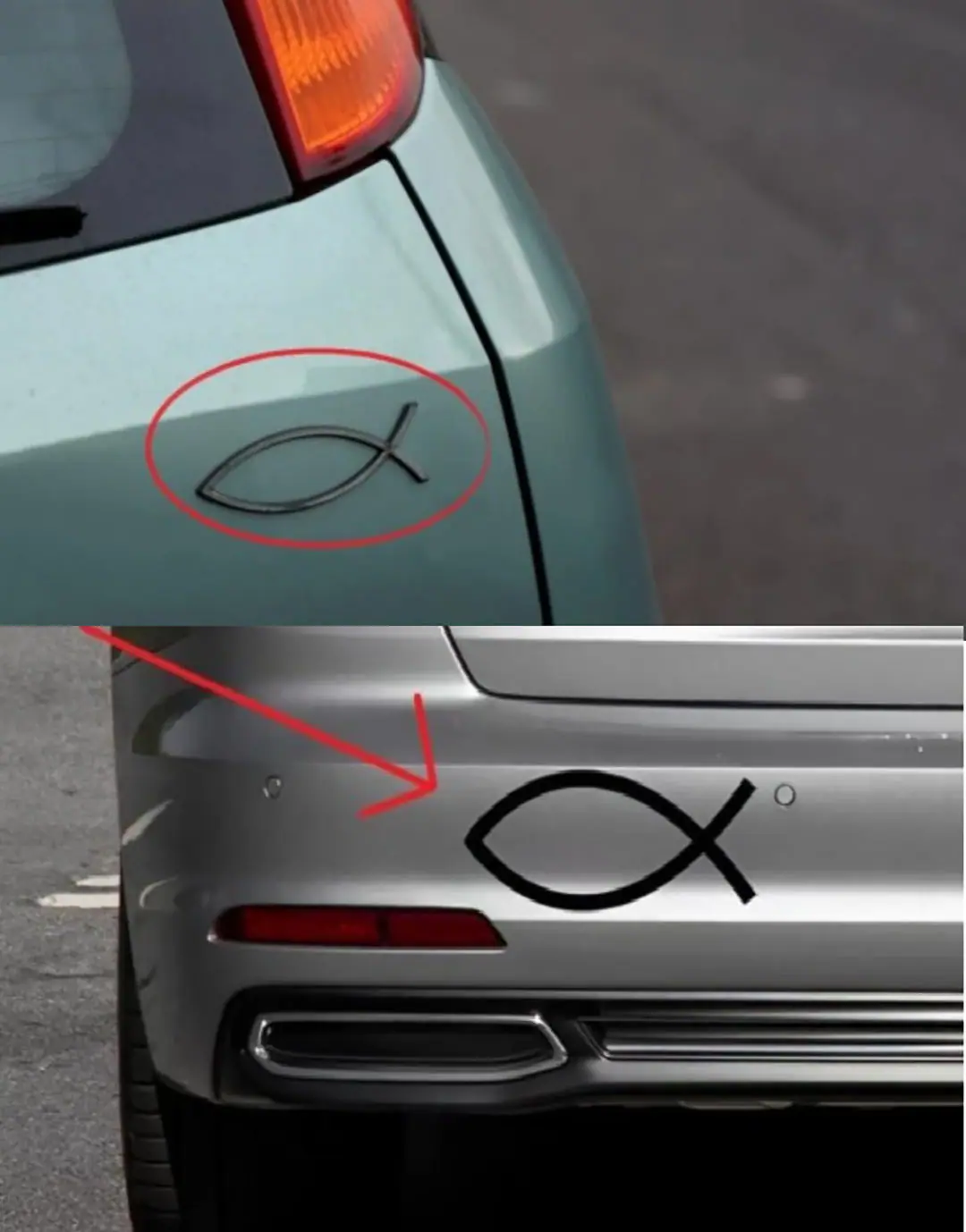 Que signifie le petit symbole en forme de poisson que lon voit a larriere de certaines voitures et pourquoi lutilise t on.jpg